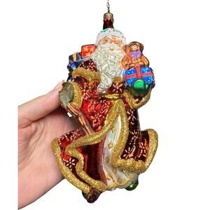 Christopher Radko Signed Magnificent Journey Santa Christmas Ornament 7" DAMAGED